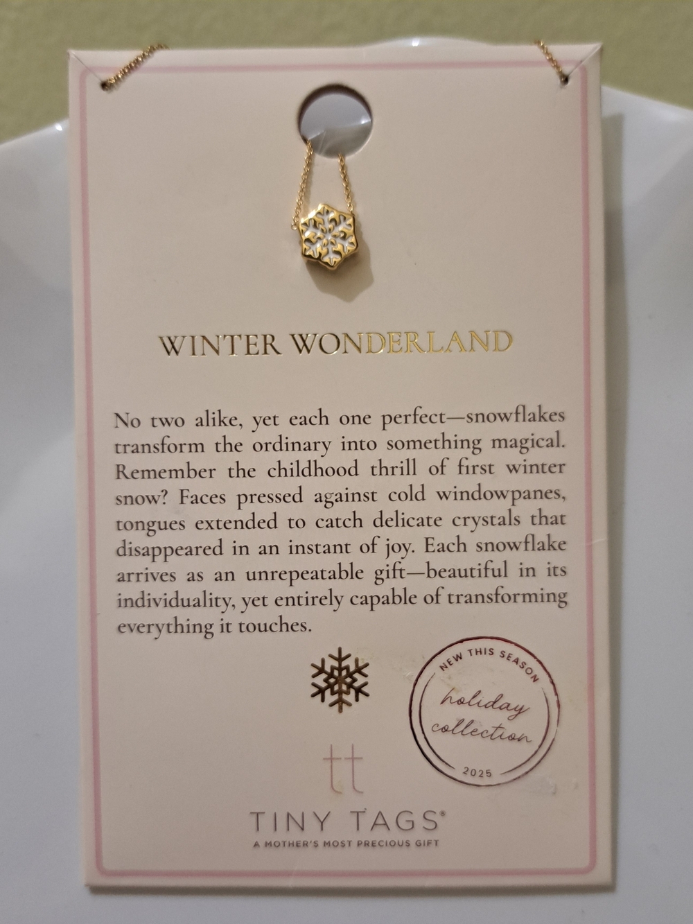 Tiny Tags Snowflake Pendant Necklace